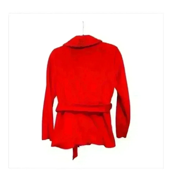 Pure Simple Natural Women's Red M Coat Sherpa Trim Belted Mid-Length Winter - Picture 2 of 5